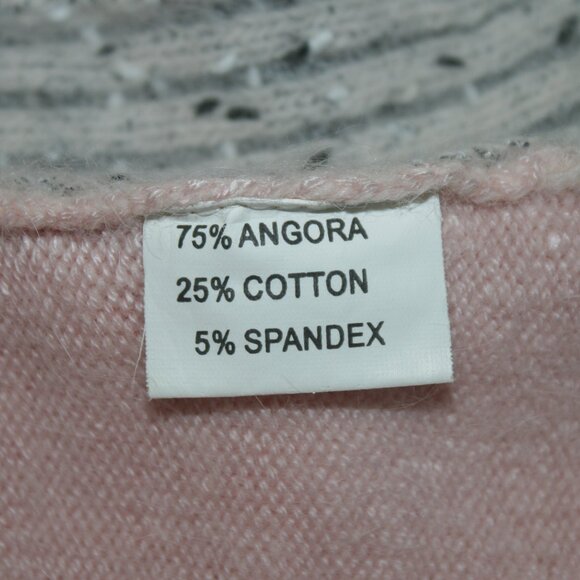 JIAMANSI Sweater Angora Blend Knit Short Sleeve Pastel Pink Gray Colorblock XS - Picture 5 of 12